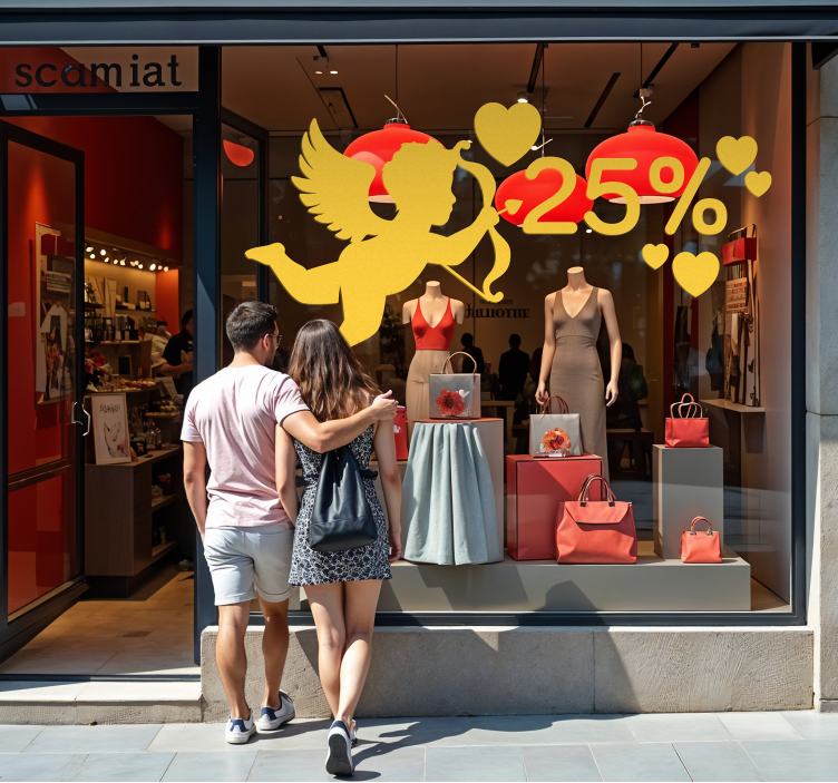 Nálepka svätého Valentína cherubínska zľava - Tenstickers