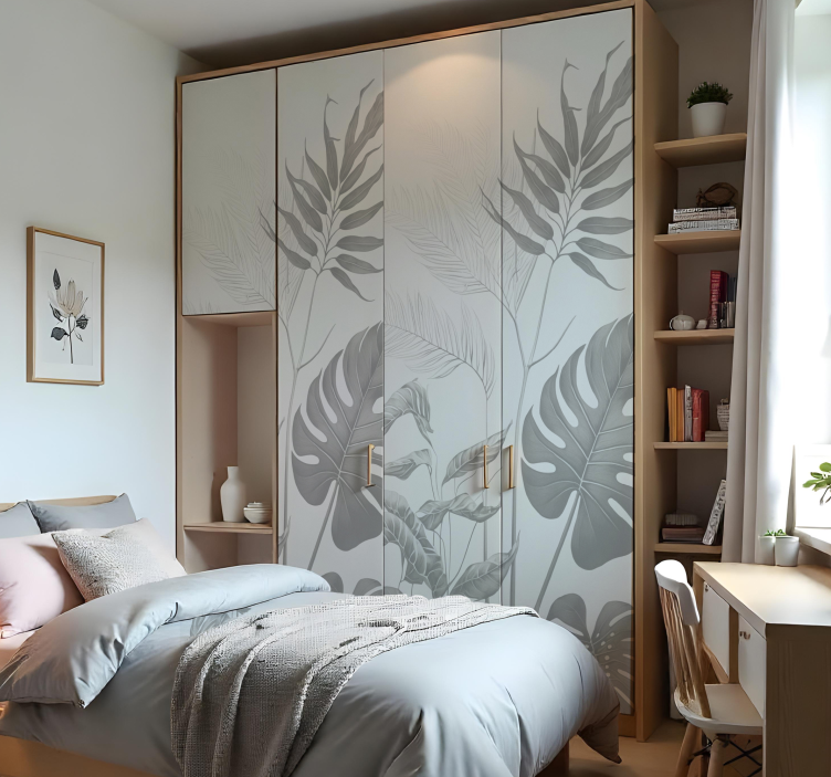 nálepky na nábytok čierne a biele rastliny - Tenstickers