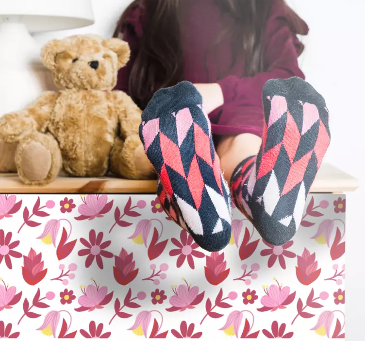 Nálepky na nábytok ružový kvetinový vzor - Tenstickers