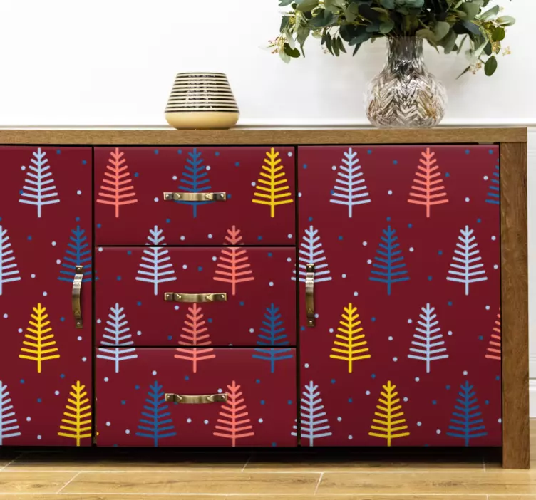 Vianočná nálepka s farebným vzorom borovice - Tenstickers