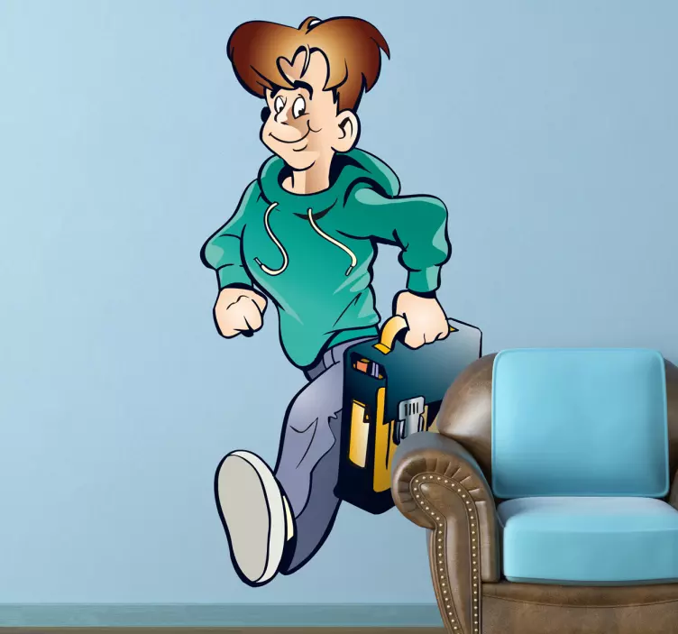 nalepky na stenu zvierata kreslená postavička beží - Tenstickers