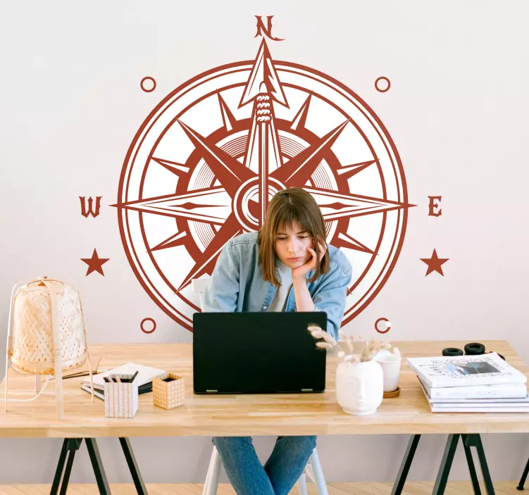 nalepky na stenu zvierata námorný smerový kompas - Tenstickers