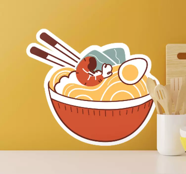 nalepky na stenu zvierata ramen bowl lahôdka - Tenstickers