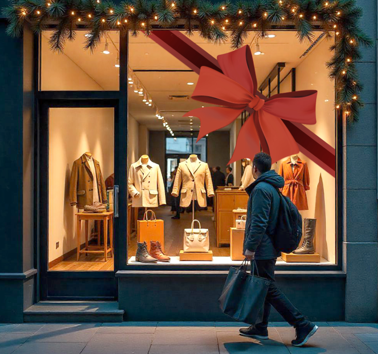 Nálepka na výklady rohová červená stuha - Tenstickers