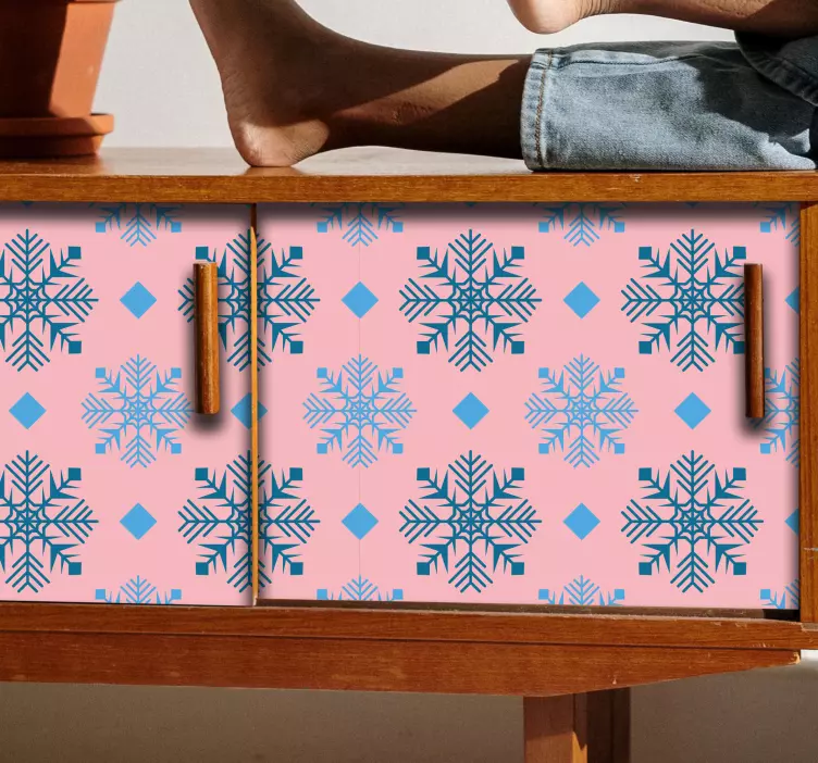 nalepky na stenu zvierata ružový vzor snehových vločiek - Tenstickers