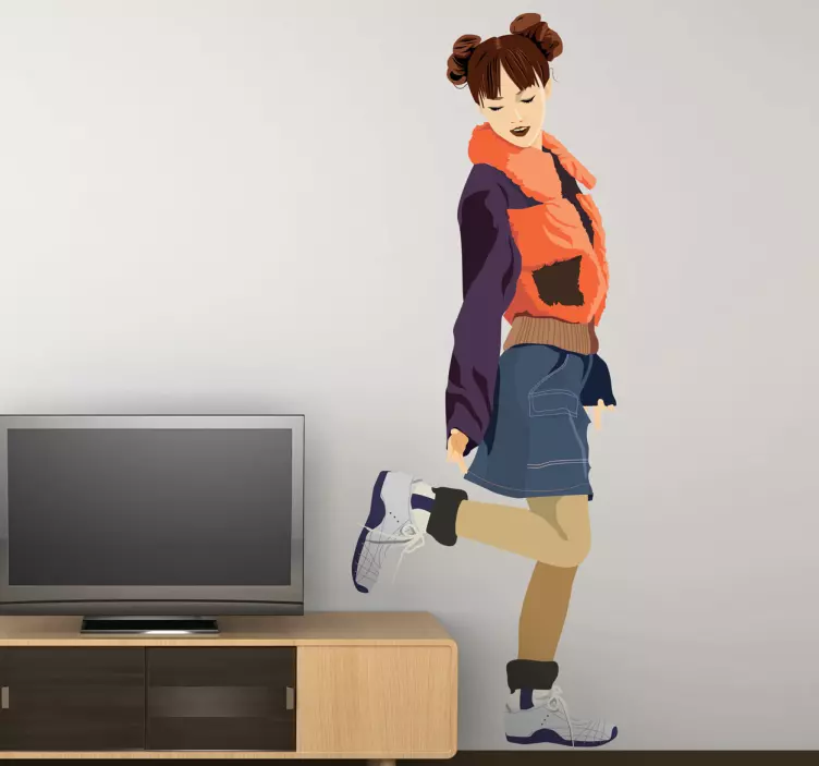 nalepky na stenu zvierata štýlová dievčenská póza - Tenstickers