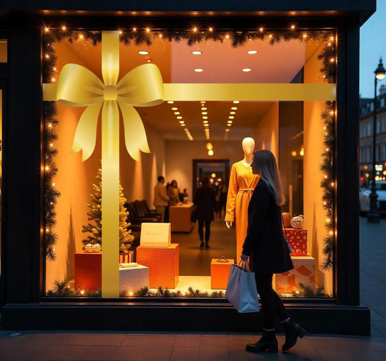 nalepky na stenu zvierata zlatý darčekový luk - Tenstickers