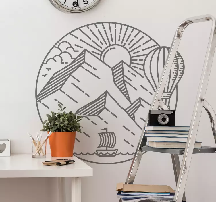 Nalepky na stenu zvieratá horský scenický pohľad - Tenstickers