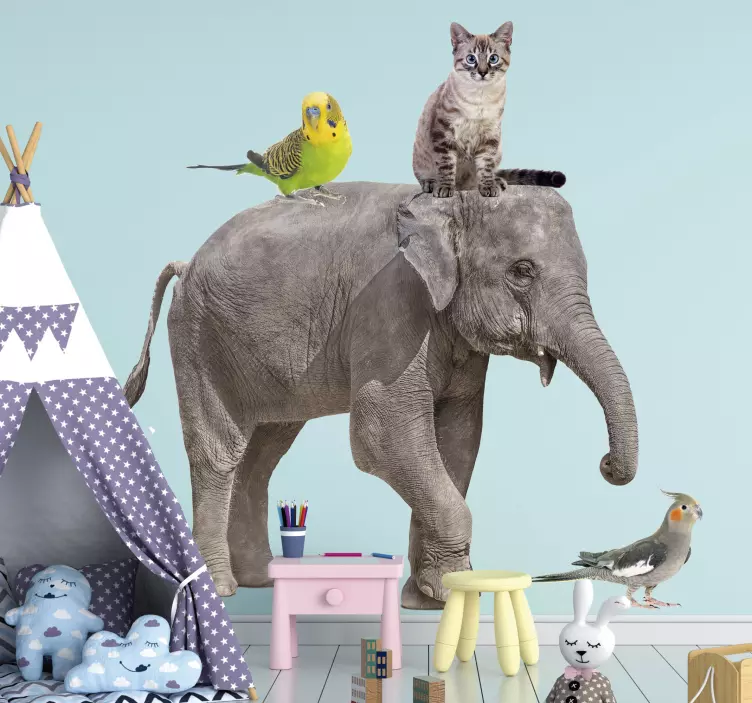 nalepky na stenu zvierata hravé zvieracie trio - Tenstickers