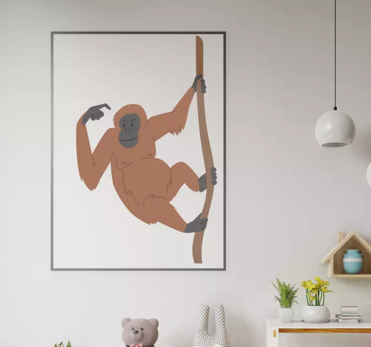 nalepky na stenu zvierata orangutan hravo visí - Tenstickers