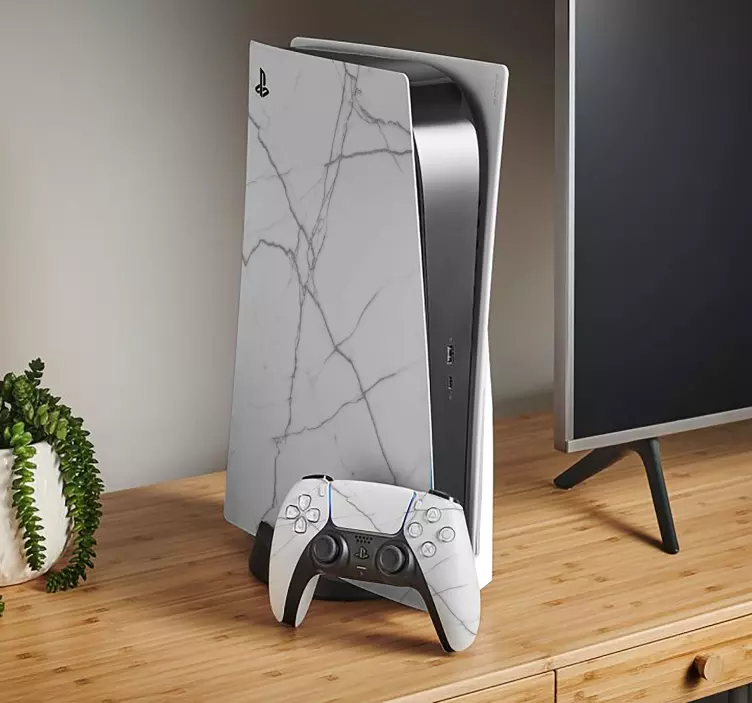 ps5 polep biely mramor - Tenstickers