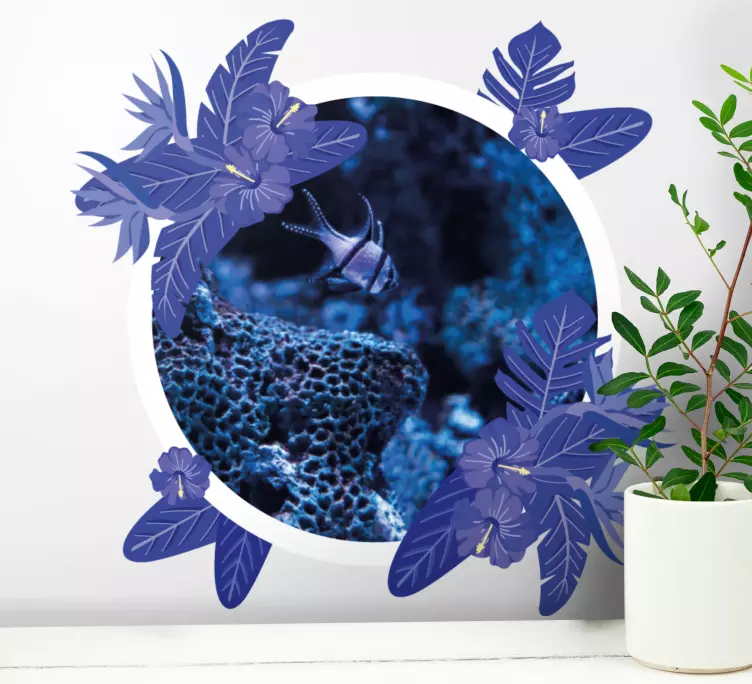 Neónovo ružový kvetinový fotorámik na stenu - Tenstickers