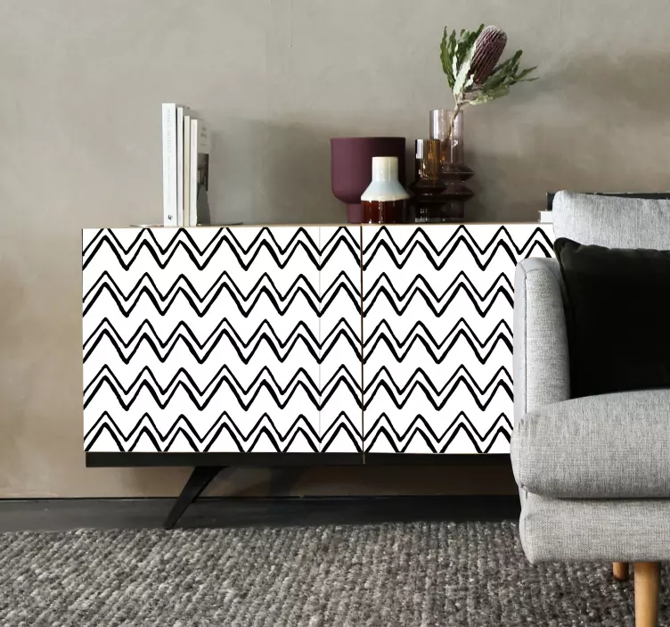 čierno-biely obtisky zig zag designový nábytok - Tenstickers