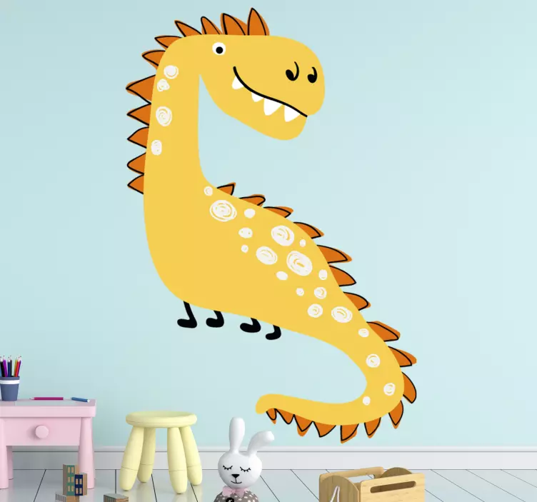 Nálepka severského dinosaura žltého nakresleného dinosaura - Tenstickers