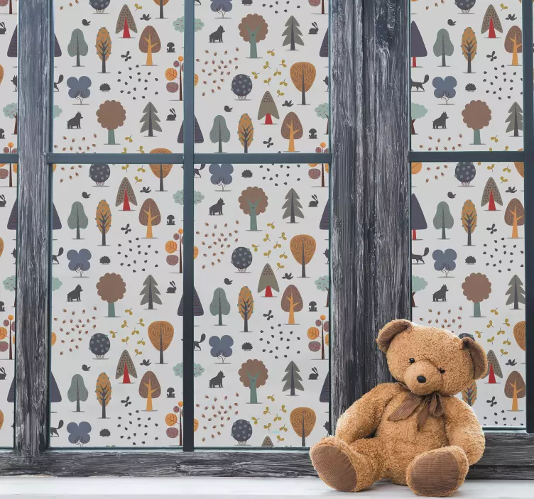 Nálepka na okno  les so zvieratami - Tenstickers