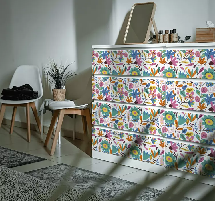 Nálepka s originálnym nábytkom z jarných kvetov - Tenstickers