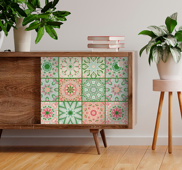 Ozdobná nálepka farebné vzorové dlaždice - Tenstickers