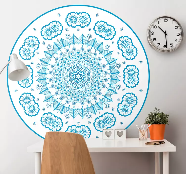 nalepky na stenu zvierata modrá botanická mandala - Tenstickers