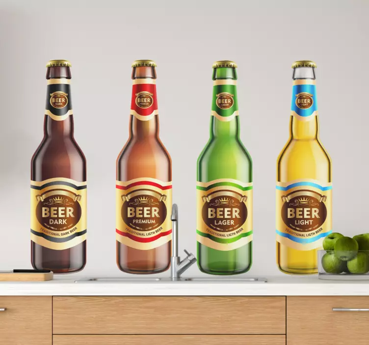 Pivo karikatúra fľaše nápoj štítok - Tenstickers