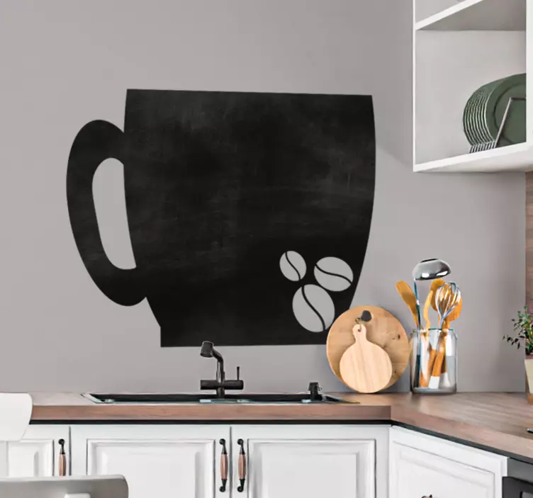 Pohľad zhora na kávové zrná napísať na štítok - Tenstickers