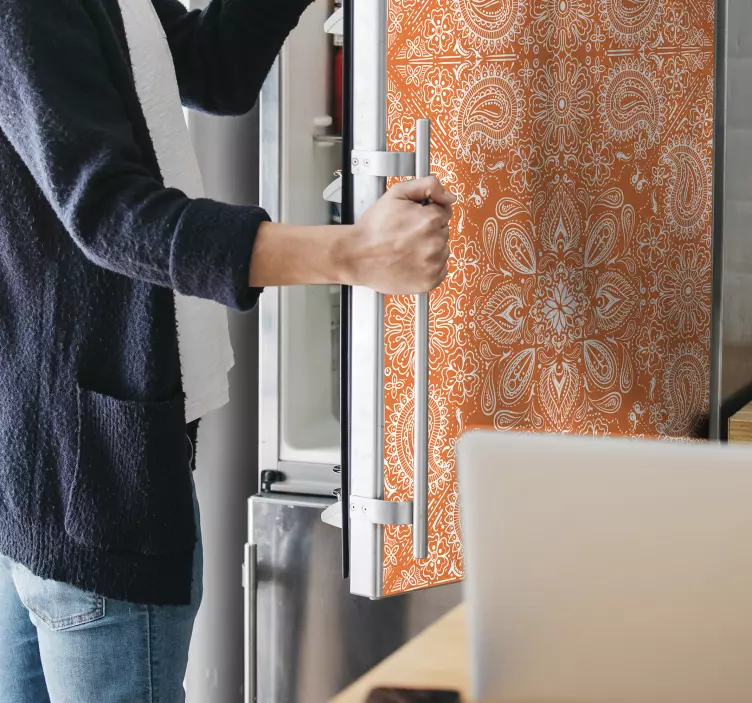 samolepky na chladničku elegantný oranžový vzor - Tenstickers