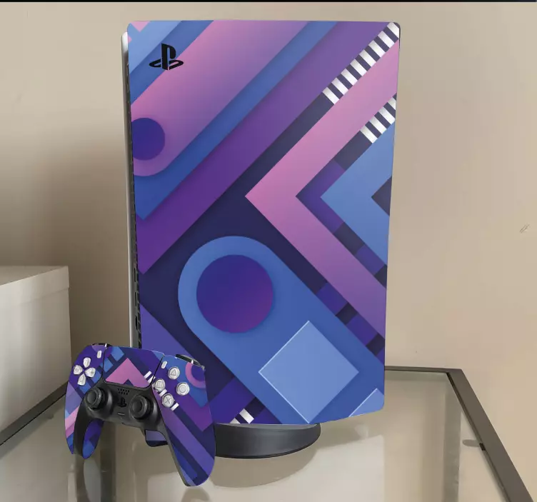 Prekrývajúce sa formy pozadia ps5 obtlačok - Tenstickers