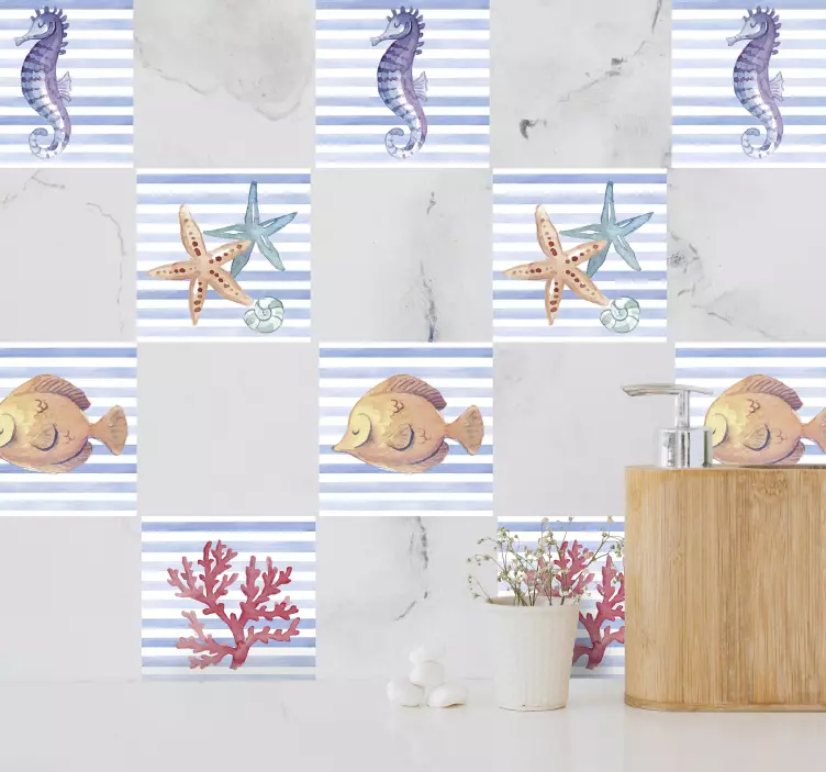 Vinylová samolepka na dlaždice z morského života - Tenstickers