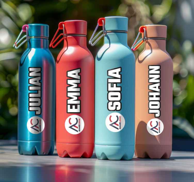 Prispôsobiteľná nálepka bidon s menom a obrázkom - Tenstickers