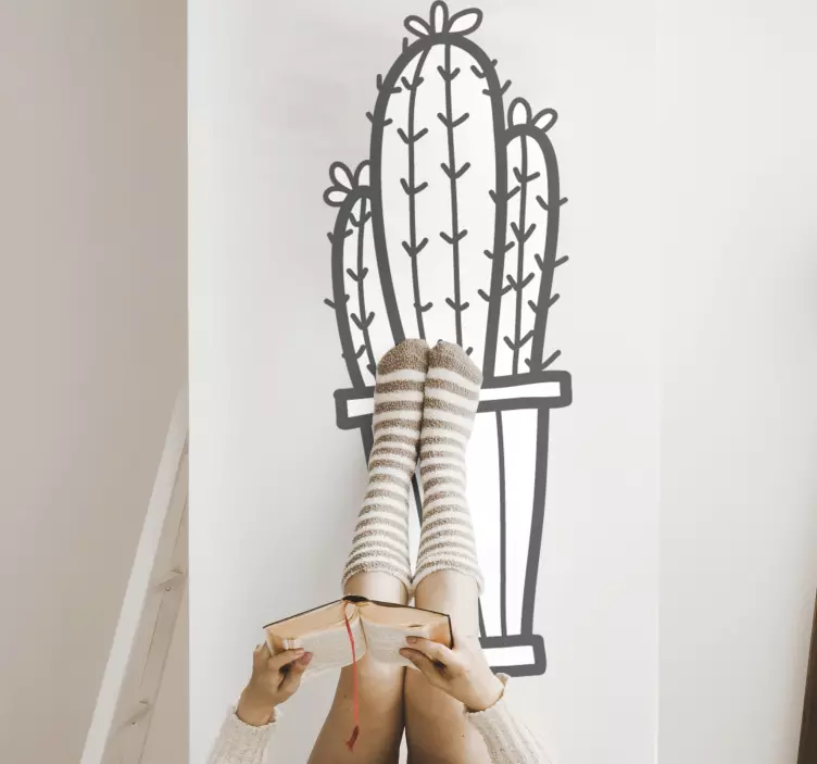 Rastlinná nálepka kaktus v kvetináči - Tenstickers