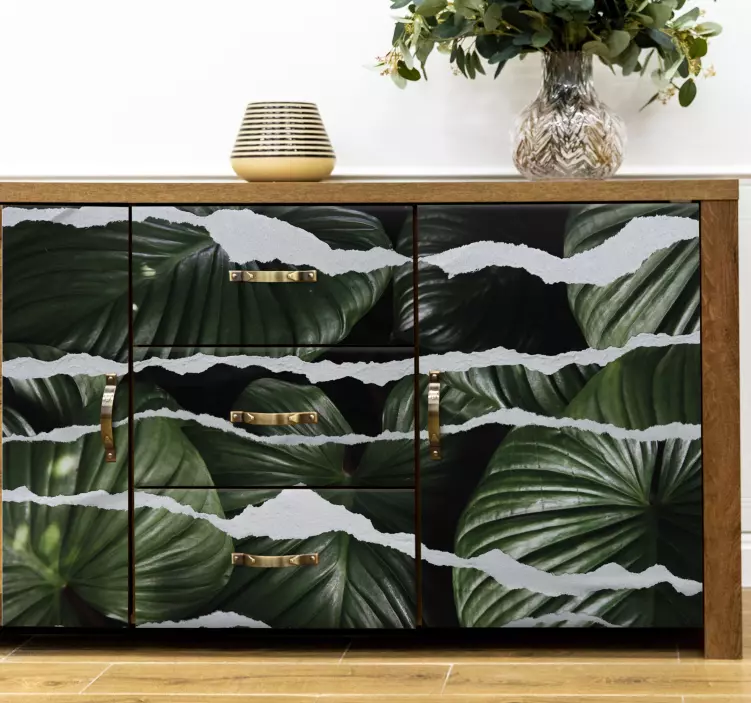 Nálepky na nábytok s motívom trhanej listovej štruktúry - Tenstickers