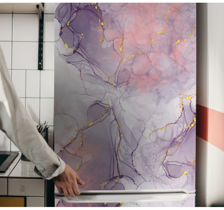 Realistický štítok na chladničku z fialového mramoru - Tenstickers