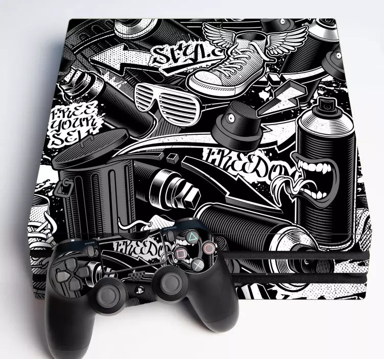 Samolepky retro graffiti ps4 - Tenstickers