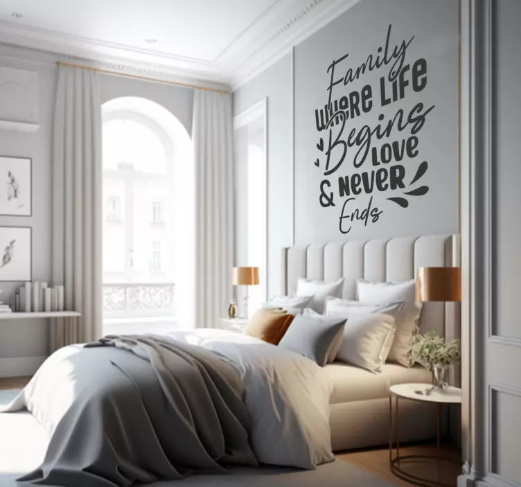 Rodinná láska začína citáty nálepiek na stenu - Tenstickers