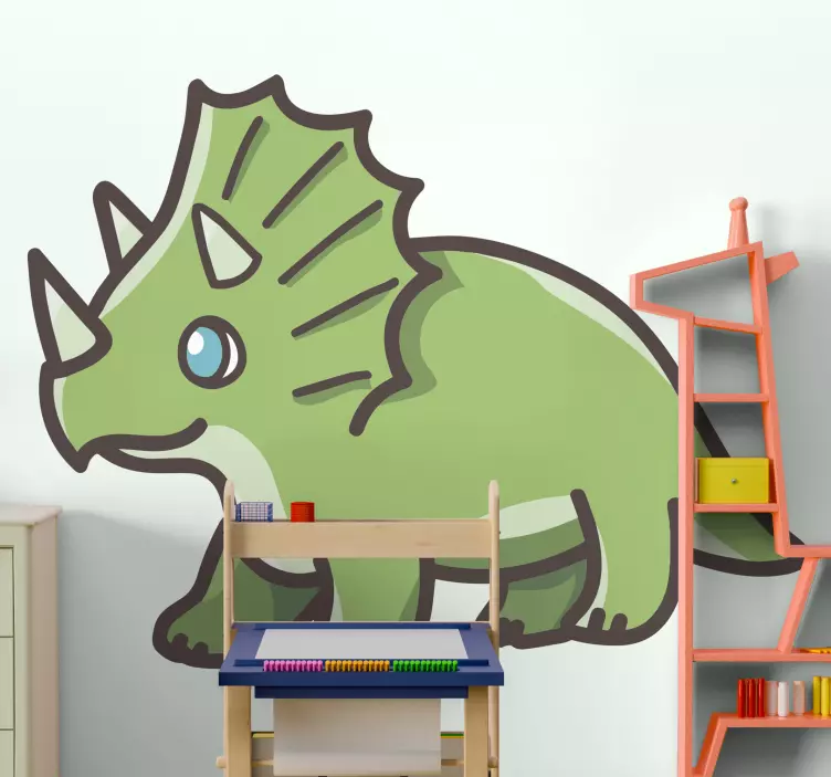 Roztomilý kreslený dinosaurus triceratops obtisk - Tenstickers