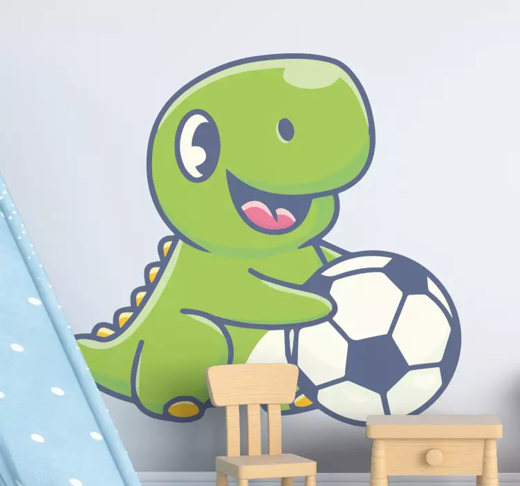 Roztomilý dinosaurus s futbalovou vinylovou nálepkou - Tenstickers