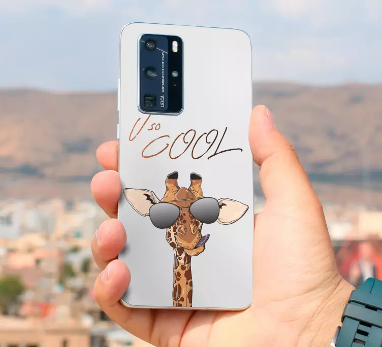 Ručne kreslená chladná žirafa huawei nálepka - Tenstickers