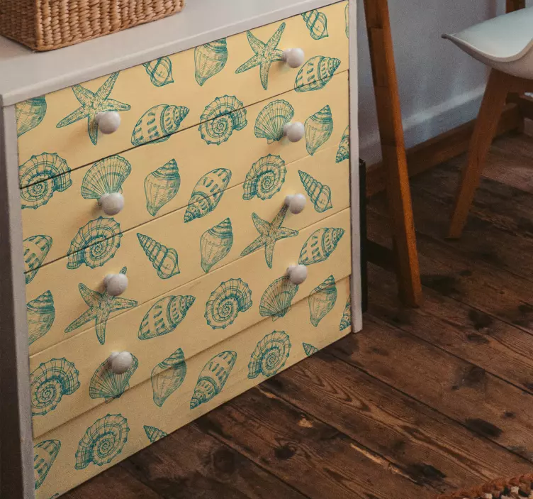 Nakreslené štítky s mušľami a hviezdicami - Tenstickers