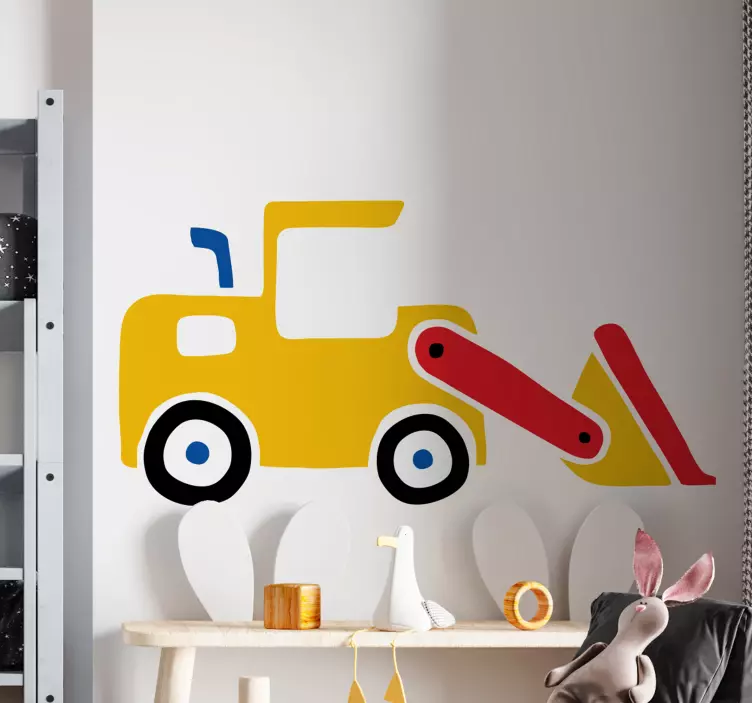 Rýpadlo buldozér jednoduchá karikatúra hračka nálepka - Tenstickers