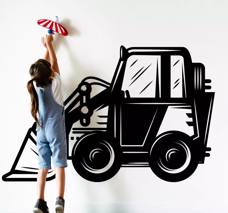 Rýpadlo buldozér stroj detská hračka nálepka - Tenstickers