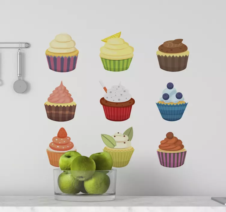 Sada farebných nálepiek na jedlo s košíčkami - Tenstickers