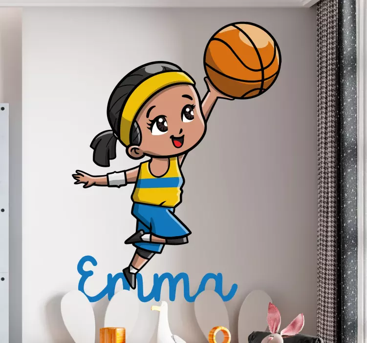 Samolepky basketbal veselý hráč skáče - Tenstickers