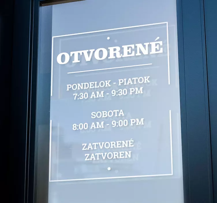 Personalizovaná nálepka s otváracím časom  - Tenstickers