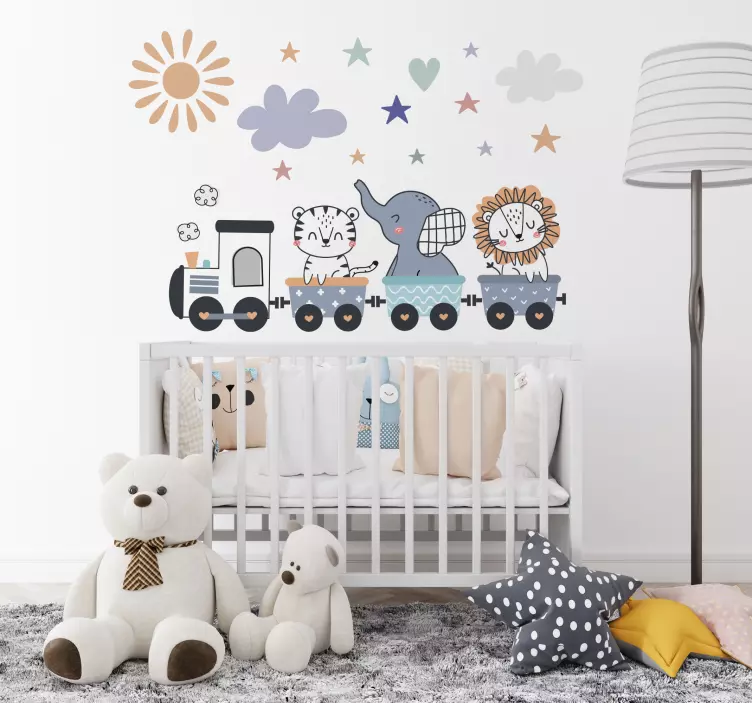 Ilustrovane nalepky na stenu šťastné zvieratá trénujú - Tenstickers