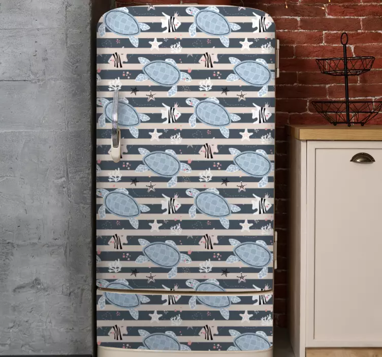 samolepky na chladničku vzor s pruhmi korytnačky - Tenstickers