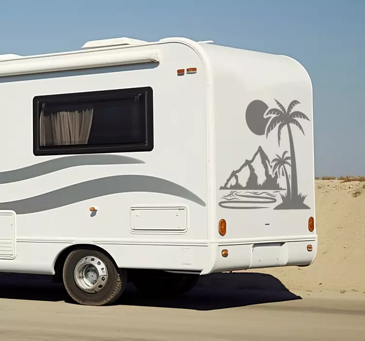 nalepka na karavan palmový strom a hory - Tenstickers