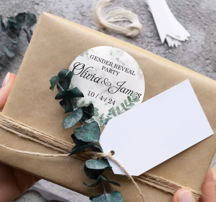 personalizovane nalepky pohlavie odhaliť párty mramor - Tenstickers