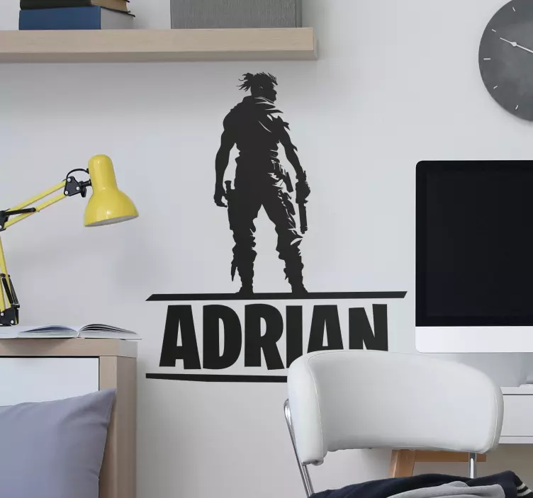 Herné nalepky na stenu bojový charakter s menomBojový charakter s - Tenstickers