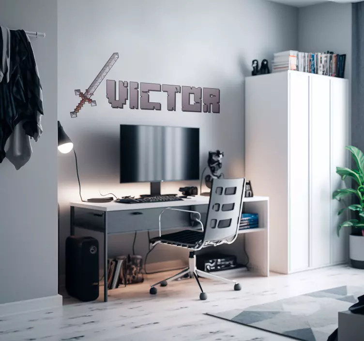 Herné nalepky na stenu meč pixelu - Tenstickers