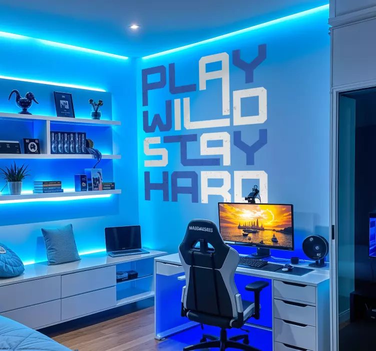 Herné nalepky na stenu play hard - Tenstickers