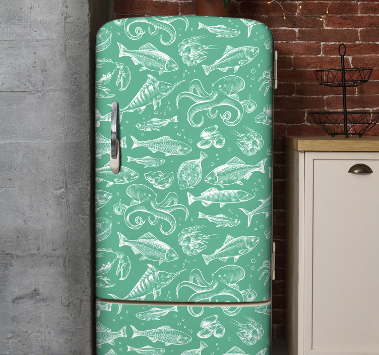 Náčrtok rýb ručné kreslenie nálepky chladničky - Tenstickers